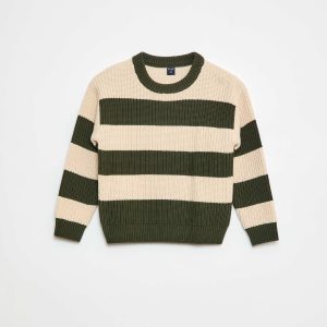 Pull tricoté en color block VERT