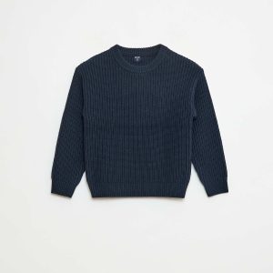 Pull tricoté en color block BLEU