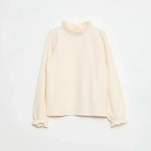 T-shirt col montant côtelé BLANC