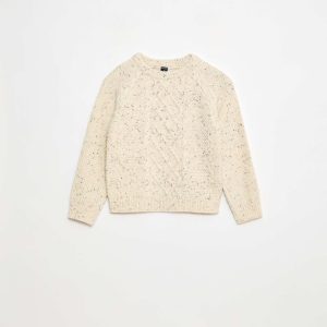 Pull col rond chaud fantaisie BEIGE