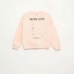 Sweat en molleton avec animation strass ROSE