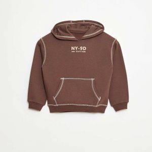 Sweat à capuche imprimé MARRON