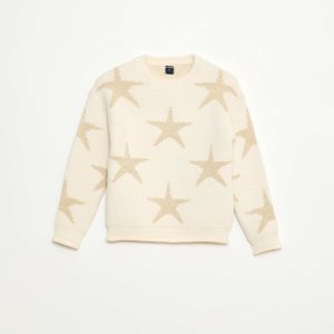 Pull en maille col rond JAUNE