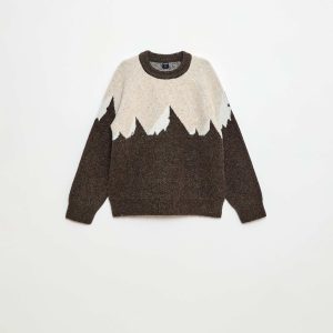 Pull col rond animé BEIGE