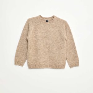 Pulljacquard col rond uni BEIGE