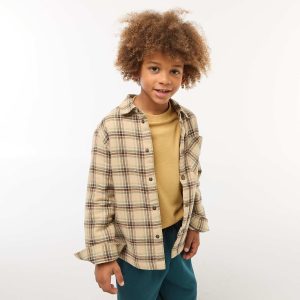 Surchemise en flanelle regular BEIGE