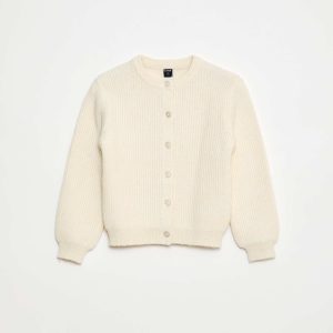 Gilet en maille tricot grosse jauge uni BEIGE