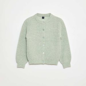 Gilet en maille tricot grosse jauge uni VERT