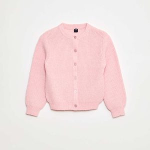 Gilet en maille tricot grosse jauge uni ROSE