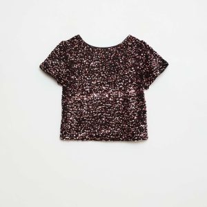 Blouse en velours sequins JAUNE