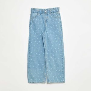 Jean wide leg avec taille élastiquée BLEU