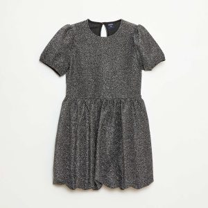 Robe à manches courtes avec paillettes all over GRIS