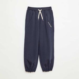Jogging large uni en coton BLEU