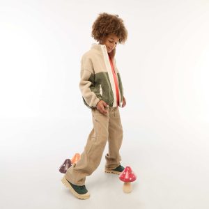 Pantalon large en velours uni MARRON