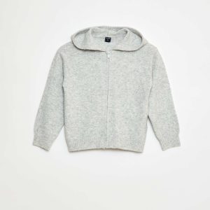 Gilet à capuche en maille chinée GRIS