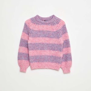 Pull épais en maille rayée GRIS