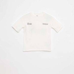 T-shirt imprimé à message BEIGE