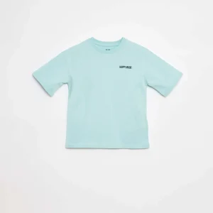 T-shirt imprimé à message BLEU