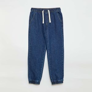 Pantalon denim coupe jogger BLEU