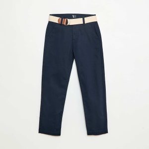 Pantalon chino en twill avec ceinture - 2 pièces BLEU