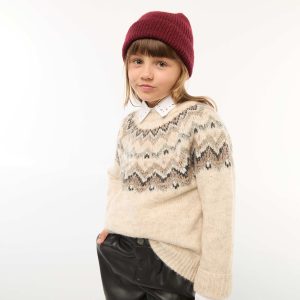 Pull en laine motif jacquard BEIGE
