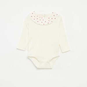 Body côtelé avec collerette BLANC