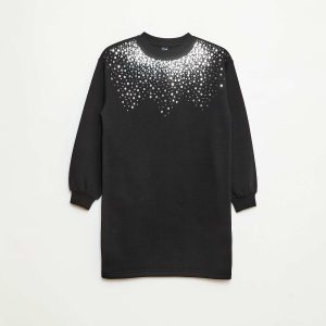 Robe en molleton avec animation sequins pailletés NOIR