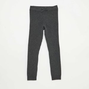 Legging en tricot côtelé uni GRIS