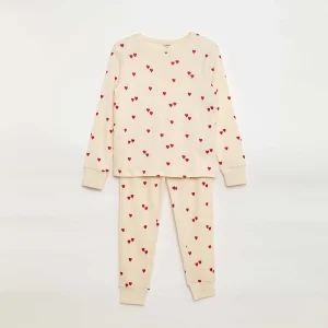 Ensemble pyjama imprimé t-shirt + pantalon - 2 pièces BLANC