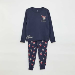 Ensemble pyjama long imprimé - 2 pièces BLEU