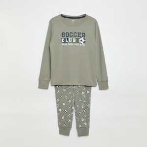 Ensemble pyjama long imprimé - 2 pièces GRIS