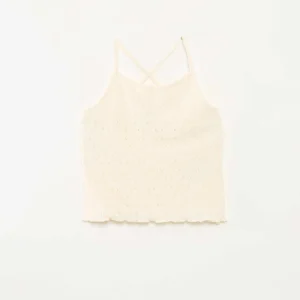 Débardeur en maille fantaisie avec fines bretelles BLANC