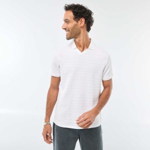 Polo en piqué de coton à manches courtes BLANC