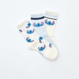 Lot de 3 paires de chaussettes 'Stitch' BLEU/BLANC