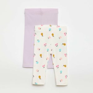 Lot de 2 leggings longs BLANC/VIOLET