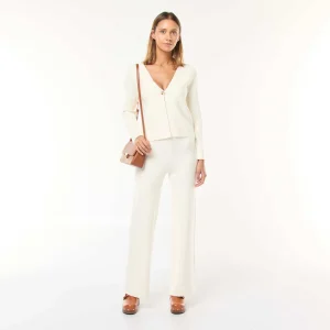 Pantalon large en tricot ottoman BLANC
