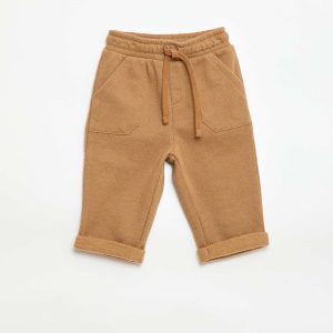 Pantalon relax en maille piquée BEIGE