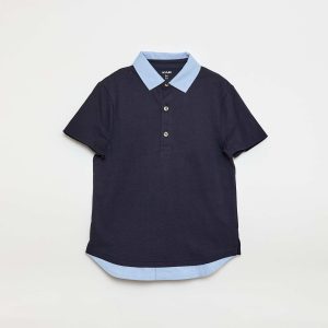 Polo effet 2-en-1 à manches courtes BLEU