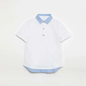 Polo effet 2-en-1 à manches courtes BLANC
