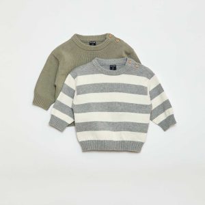 Lot de 2 pull en maille compacte GRIS