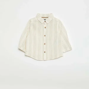 Chemise rayée en lin et coton BLANC