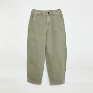 Pantalon denim / jean coupe ballon large VERT