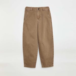 Pantalon denim / jean coupe ballon large BEIGE