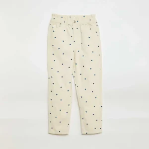 Pantalon en denim coupe mom à motif BLANC