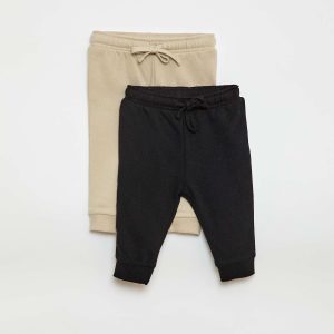 Lot 2 pantalons jogging en french terry NOIR/BEIGE