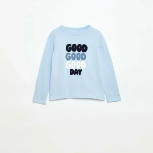 T-shirt imprimé fantaisie à manches longues BLEU
