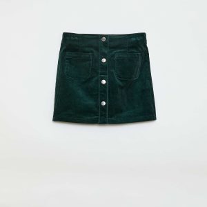 Jupe en velours coupe courte et droite VERT