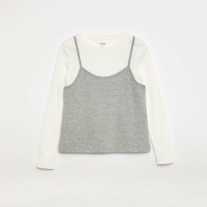 T-shirt effet 2-en-1 avec débardeur BLANC
