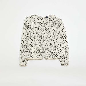 Blouse à motif en maille crêpée BLANC