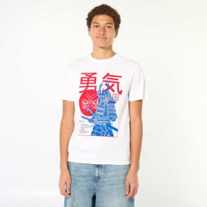 T-shirt imprimé en coton uni BLANC